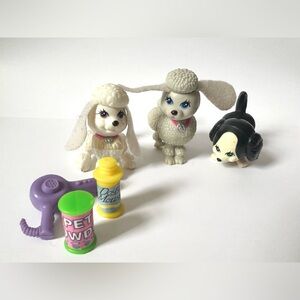 Set of Kenner Littlest Pet Shop Vintage Dog Figures & Access - 1992 1993 Lot